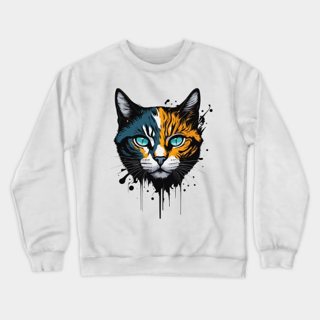 Cool Cat Graphic Illustration Design Crewneck Sweatshirt by TheFunscape.ai